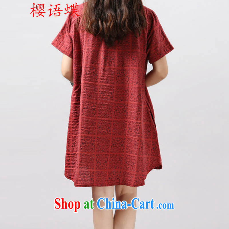 Cherry, butterfly 2015 spring and summer Korean version of the new, relaxed the code thick MM Korean arts, stamp duty short-sleeved dresses red XXL, cherry, Butterfly (yintalkabutterfly), online shopping