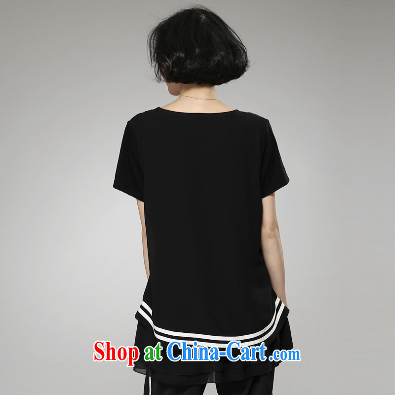 Classes, Evelyn, 2015 spring and summer thick mm new, larger clothes, letters stamp loose video thin T-shirt B 2107 black XXXXL, classes, Evelyn, (BandFlin), and, online shopping