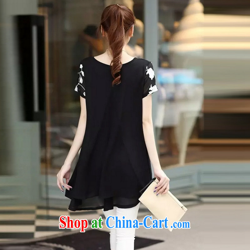Thanks for Elizabeth's cheer 2015 summer new, short-sleeved clothes snow woven shirts thick MM larger women's clothing dresses Y 6329 black XXXL, beautiful Windsor, cross-sectoral, and shopping on the Internet