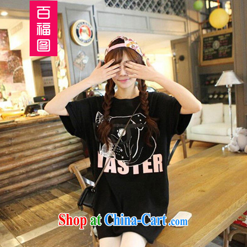 100 Of The 2015 summer the code t-shirt loose half sleeve female Korean pure cotton long T-shirts female short-sleeved summer black XL