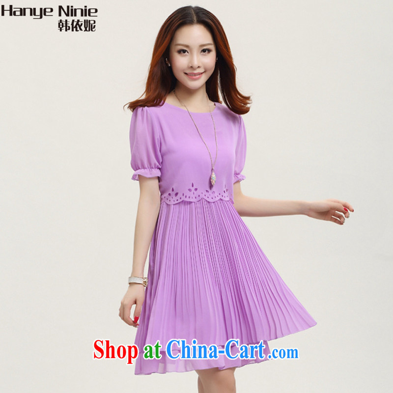 In accordance with South Korea Connie 2015 women on a new larger female snow woven loose video thin dress 1014 purple XXXXXL