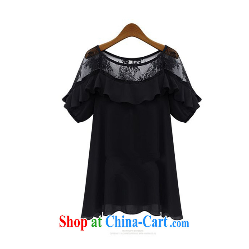 Pixel girl workshop 2015 summer new European and American women with large, snow-woven shirts loose video thin biological empty sense of short-sleeved T-shirt 0826 black 5 XL, Workshop on Women (SUNVFANG), online shopping