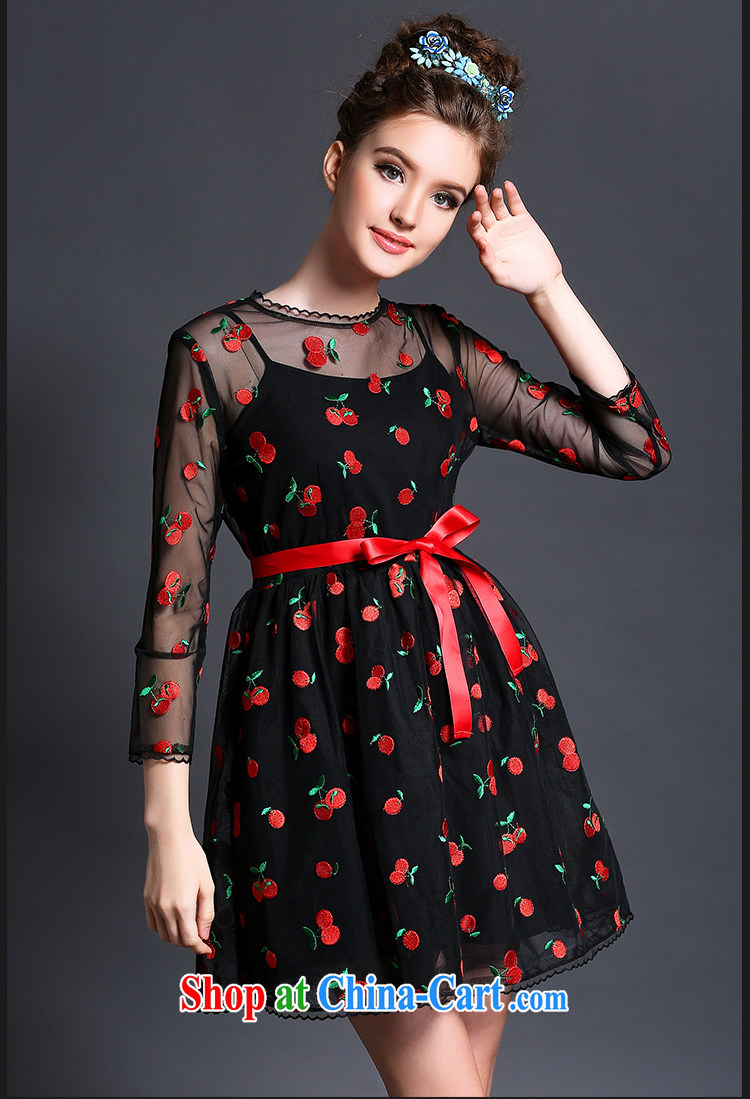 Connie's dream in Europe high-end dresses two-piece and indeed increase, female 200 Jack summer 2015 new thick MM-waist graphics thin skirt G 608 black XXL pictures, price, brand platters! Elections are good character, the national distribution, so why buy now enjoy more preferential! Health
