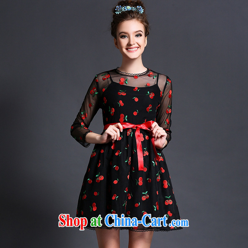 Connie's dream in Europe high-end dresses two-piece and indeed increase, female 200 Jack summer 2015 new emphasis on MM-waist graphics thin skirt G 608 black XXL, Connie dreams, shopping on the Internet