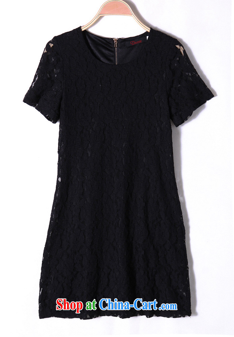 Land is still the Yi, female dress summer 2015 new mm thick Korean commuter style lace short-sleeved dress 2093 black XXXXL pictures, price, brand platters! Elections are good character, the national distribution, so why buy now enjoy more preferential! Health