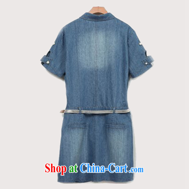 Tang year 2015 women summer the Code women dress loose video thin, long denim dress short-sleeved denim blue/1501 XL 4 165 - 175 jack, Tang, and shopping on the Internet