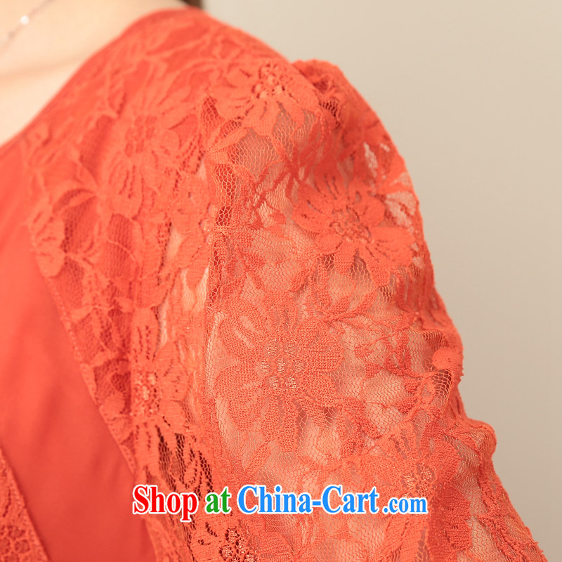 Better the Euro 2015 summer new, larger female thick MM lace stitching double horn cuff snow woven dresses girls orange red code 2 XL, better in Dili (jiadiou), online shopping