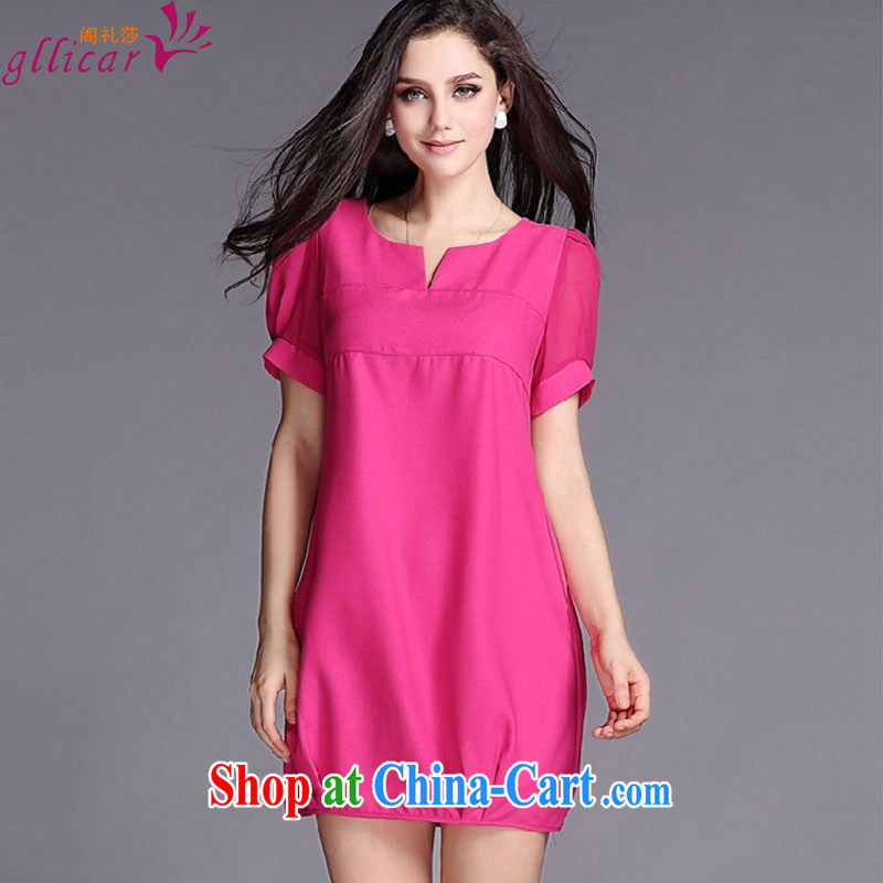 Pavilion at the Windsor, women 2015 summer new short-sleeved snow woven thick mm video thin Korean dresses LYC 031 by red 4 XL