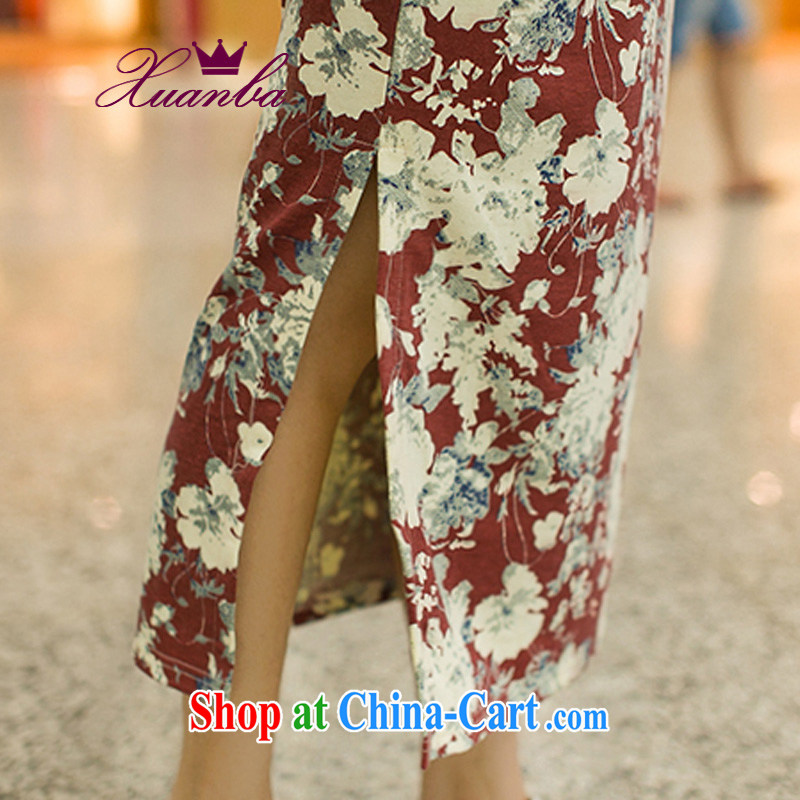 Cool Barbie ethnic cotton thick mm style floral long skirt beach dresses body skirt maroon 3XL, cool hip hop (XUANBAYIZU), shopping on the Internet