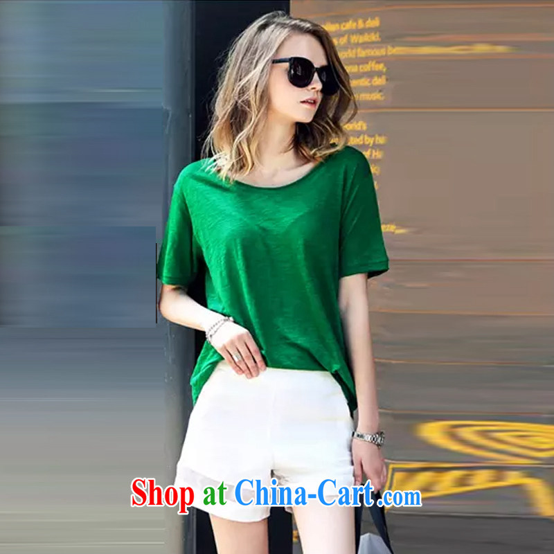 Sincerely, summer 2015 New American and European Big loose the code short-sleeved T shirt + shorts package leisure two-piece female summer 2651 Y picture color XXXXXL, sincerely, (qilemei), online shopping