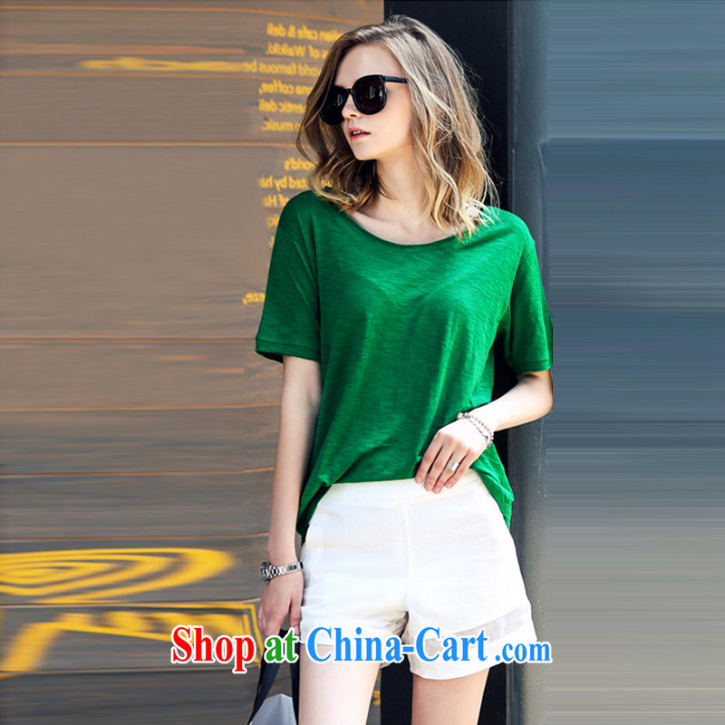 Sincerely, summer 2015 New American and European Big loose the code short-sleeved T shirt + shorts package leisure two-piece female summer 2651 Y picture color XXXXXL, sincerely, (qilemei), online shopping