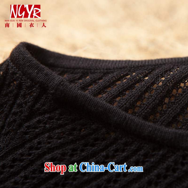 Xiao Nan Guo Yi, silence the code units the female literary spell yarn round-neck collar and knit shirts Solid Color loose black M, Xiao Nan Guo Yi People, shopping on the Internet