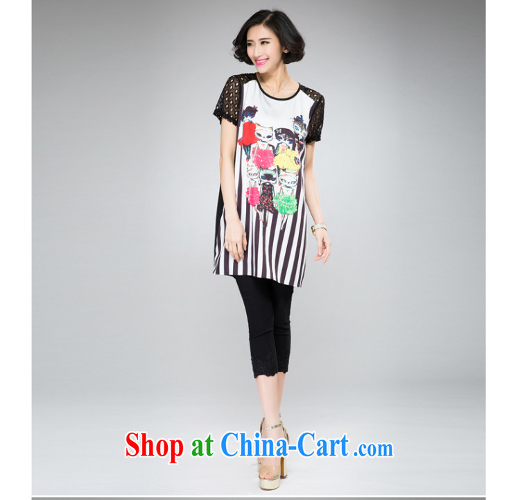 Eternal-soo and indeed increase, female, long T-shirt thick sister 2015 spring and summer fat people graphics thin new stylish atmosphere striped cat pattern stamp T-shirt black 4XL pictures, price, brand platters! Elections are good character, the national distribution, so why buy now enjoy more preferential! Health