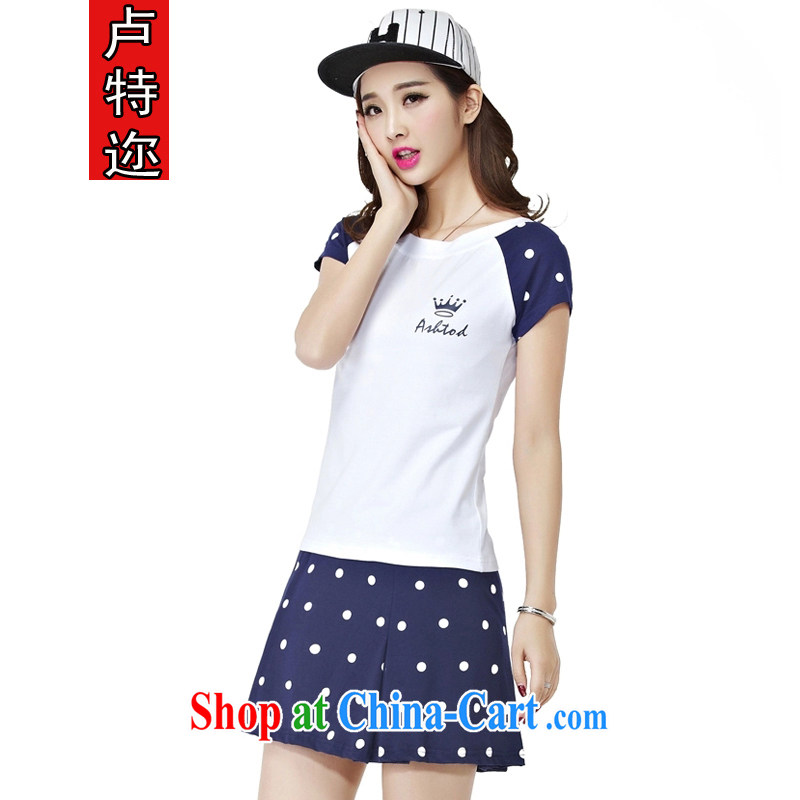 The ethnic cleansing 2015 new summer female tennis clothing sport and leisure package anti-go short-sleeved round-collar badminton pants and skirts 1525 _PO blue L