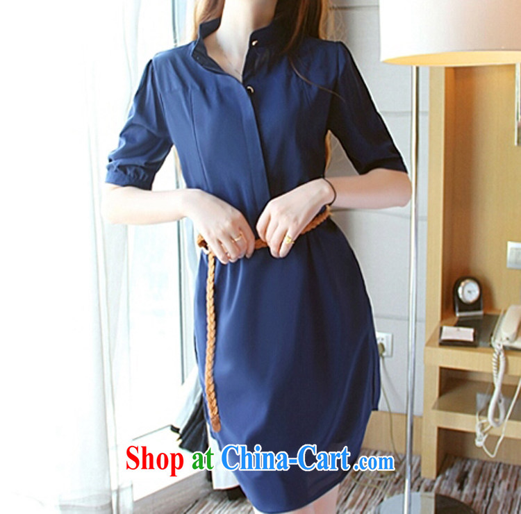 Mr MAK, Korea Exchange Version 2015 summer new thick MM and indeed intensify, cultivating the waist graphics thin snow in woven cuff belt small V collar dresses 5113 dark blue XL pictures, price, brand platters! Elections are good character, the national distribution, so why buy now enjoy more preferential! Health