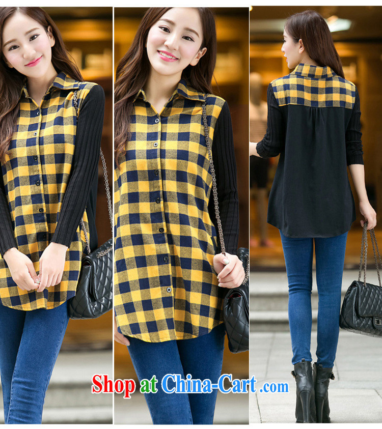 Morning would be 2015 spring new Korean version of the greater code female cotton graphics thin checkered shirt and stylish beauty 100 ground and indeed increase 200 Jack thick mm shirt yellow 5 XL pictures, price, brand platters! Elections are good character, the national distribution, so why buy now enjoy more preferential! Health