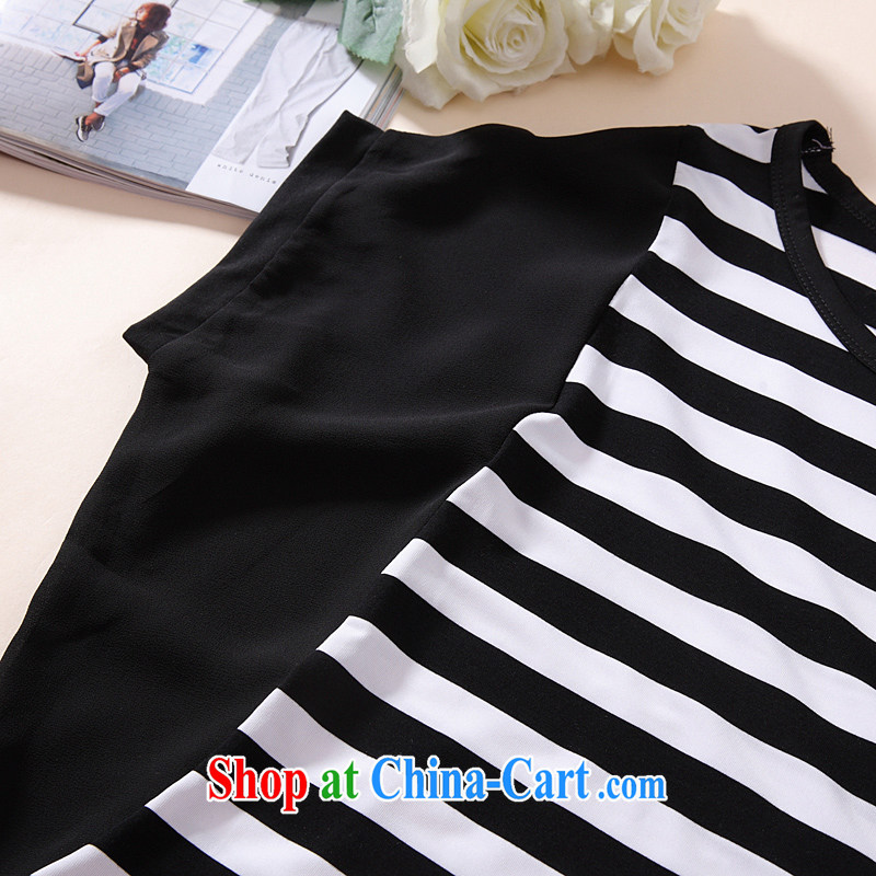 Zen, Cherie, loose the code bat T-shirt black-and-white striped short-sleeve T-shirt women small simple and refreshing simplicity, snow-woven sleeves stitching 2671 black, code, and Zen-lai, and shopping on the Internet