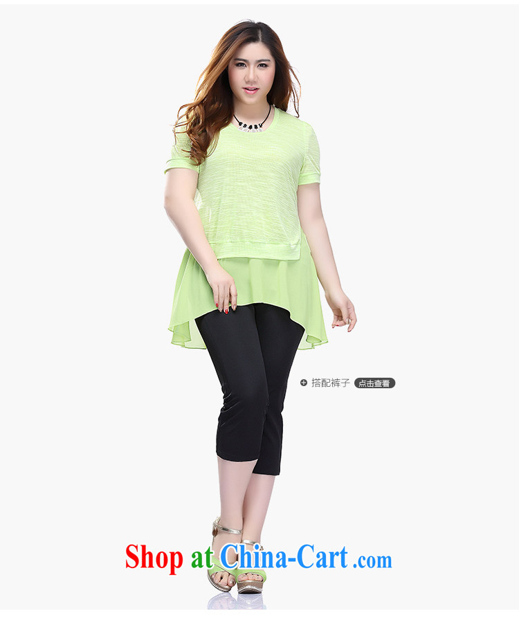 Slim LI Sau 2015 summer new, larger female snow woven leave of two short-sleeved knit shirts Q 7851 blue 3 XL pictures, price, brand platters! Elections are good character, the national distribution, so why buy now enjoy more preferential! Health