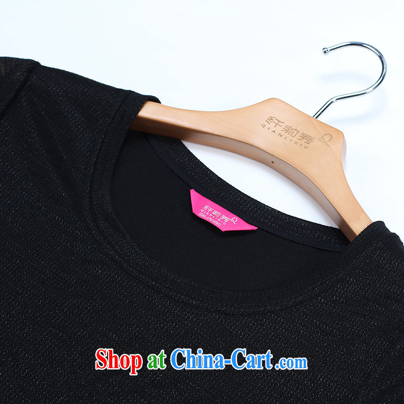 Slim Li-su 2015 summer new, larger female snow woven leave of two short-sleeved knit shirts Q 7851 blue 3 XL, slim Li-su, and Internet shopping