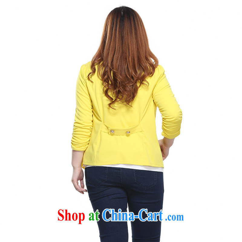 Slim LI Sau 2015 spring new, larger female Korean version 7 cultivating a cuff shawl cardigan shirt Q 7030 yellow 4 XL, slim Li-su, and shopping on the Internet