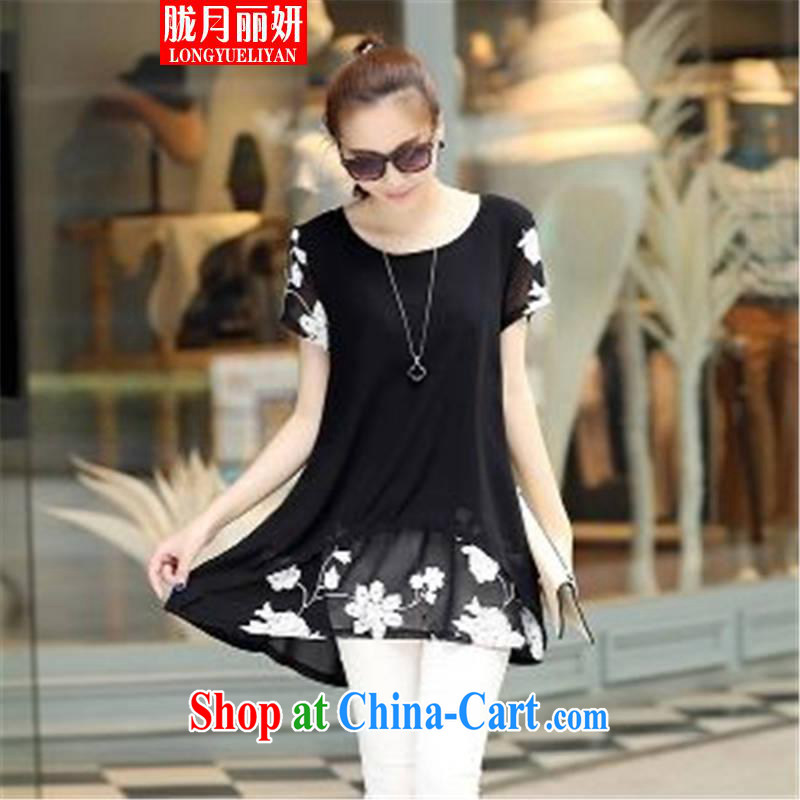 Measures, research and development, 2015 short-sleeved clothes snow woven shirts thick MM larger female dresses black XXXL