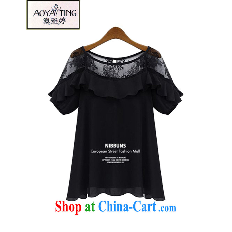 o Ya-ting 2015 summer new, larger female snow woven shirts thick MM the fat lace short-sleeved T-shirt girls 8 - 26 black 5 XL recommends that you 175 - 200 jack, O Ya-ting (aoyating), online shopping
