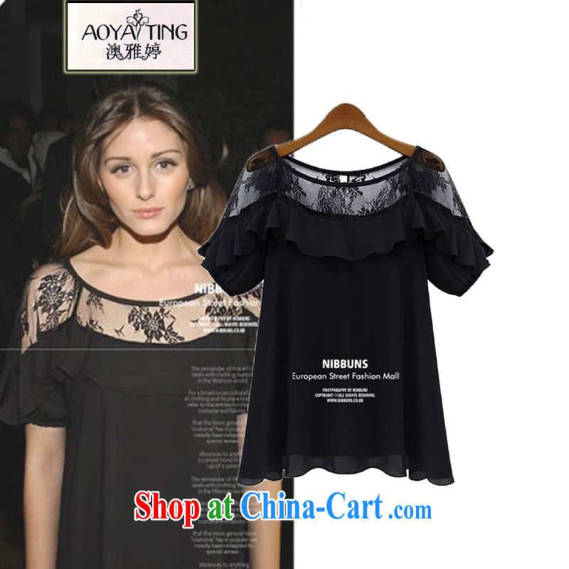 o Ya-ting 2015 summer new, larger female snow woven shirts thick MM the fat lace short-sleeved T-shirt girls 8 - 26 black 5 XL recommends that you 175 - 200 jack, O Ya-ting (aoyating), online shopping