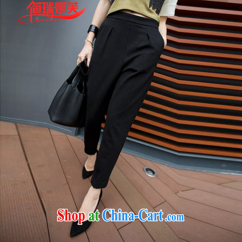 In short, people would be 2015 spring and summer new thick MM the fat King code graphics thin 9 leisure suits, trousers loose castor pants J 723 black 6 XL