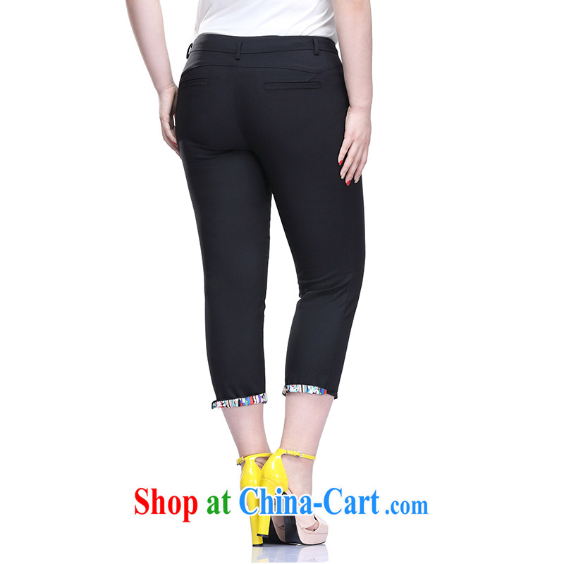 Slim Li-su 2015 summer new, larger women waist in stamp duty castor 100 8 ground pants flip side 7 pants Q 8659 black 34, slim Li-su, and shopping on the Internet