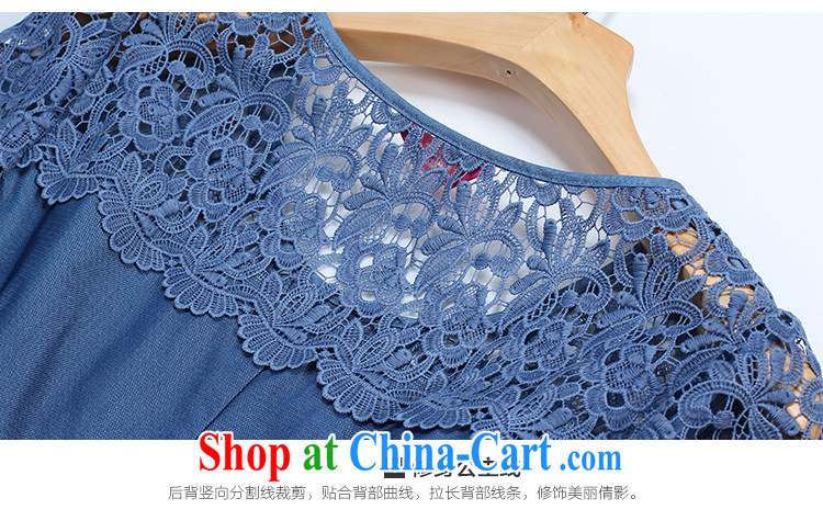 Slim LI Sau 2015 summer new, larger female lace denim Web yarn round-collar short-sleeve dresses Q 8305 dark blue 3XL pictures, price, brand platters! Elections are good character, the national distribution, so why buy now enjoy more preferential! Health