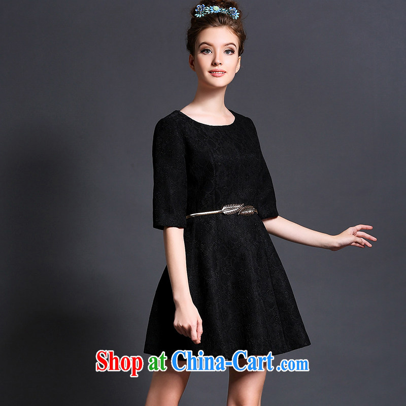 Connie's dream European and American high-end lace dresses and indeed increase, female 200 Jack 2015 new summer elegance video thin skirt with belt loop G 629 black XXXXXL, Anne's dream, and shopping on the Internet