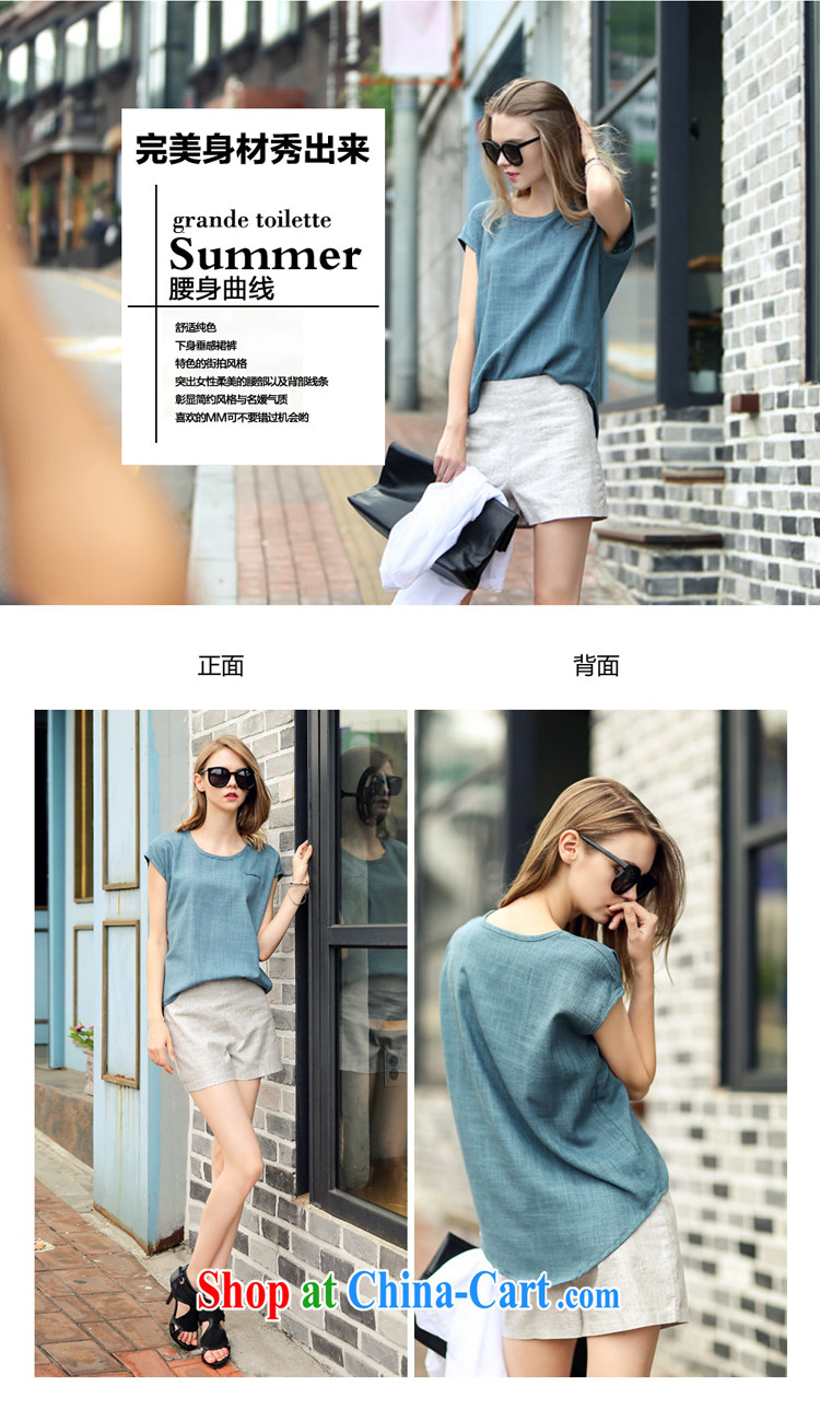 The YILISA Code women 2015 new linen and Leisure package summer short-sleeved T-shirt fashion in Europe and high waist graphics thin shorts Y 580 Peacock Blue + gray shorts XXXL pictures, price, brand platters! Elections are good character, the national distribution, so why buy now enjoy more preferential! Health