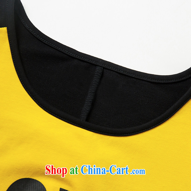Van Gogh, the larger female 2015 new summer stitching knocked color letter stamp, long, short-sleeved shirt T MM on the fertilizer, and T-shirt yellow 4 XL 175 jack, Catherine Van Gogh, and shopping on the Internet