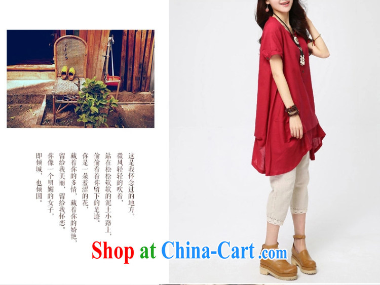 The US Ju-Core spring 2015 new, larger female solid-colored round-collar short-sleeve button stitching art van 3018 big red XXL pictures, price, brand platters! Elections are good character, the national distribution, so why buy now enjoy more preferential! Health
