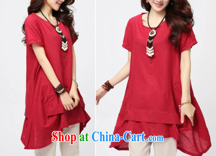 The US Ju-Core spring 2015 new, larger female solid-colored round-collar short-sleeve button stitching art van 3018 big red XXL pictures, price, brand platters! Elections are good character, the national distribution, so why buy now enjoy more preferential! Health