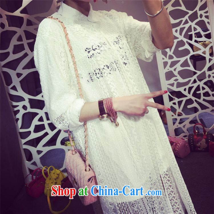 Flexible early 2015 spring and summer Women's clothes loose the code Openwork lace-yi, long shirt, shirt thick MM graphics thin 200 jack is wearing a white XXXL pictures, price, brand platters! Elections are good character, the national distribution, so why buy now enjoy more preferential! Health