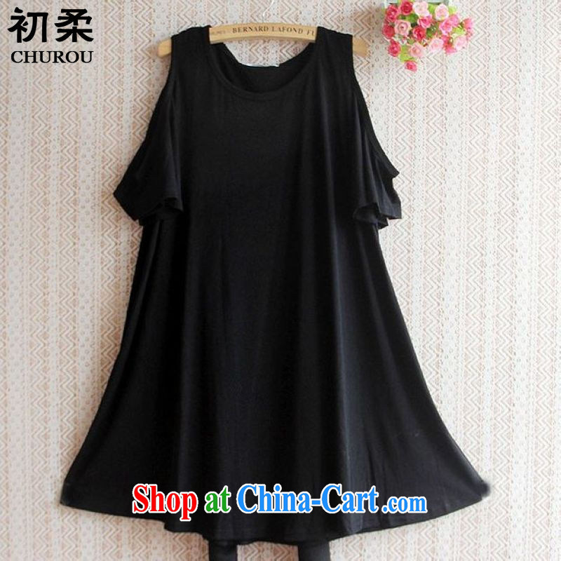 Flexible early summer 2015 ladies' Lounge, generation, the code Korean girl with thick mm bare shoulders relaxed dress 200 jack can be wearing a black XXL