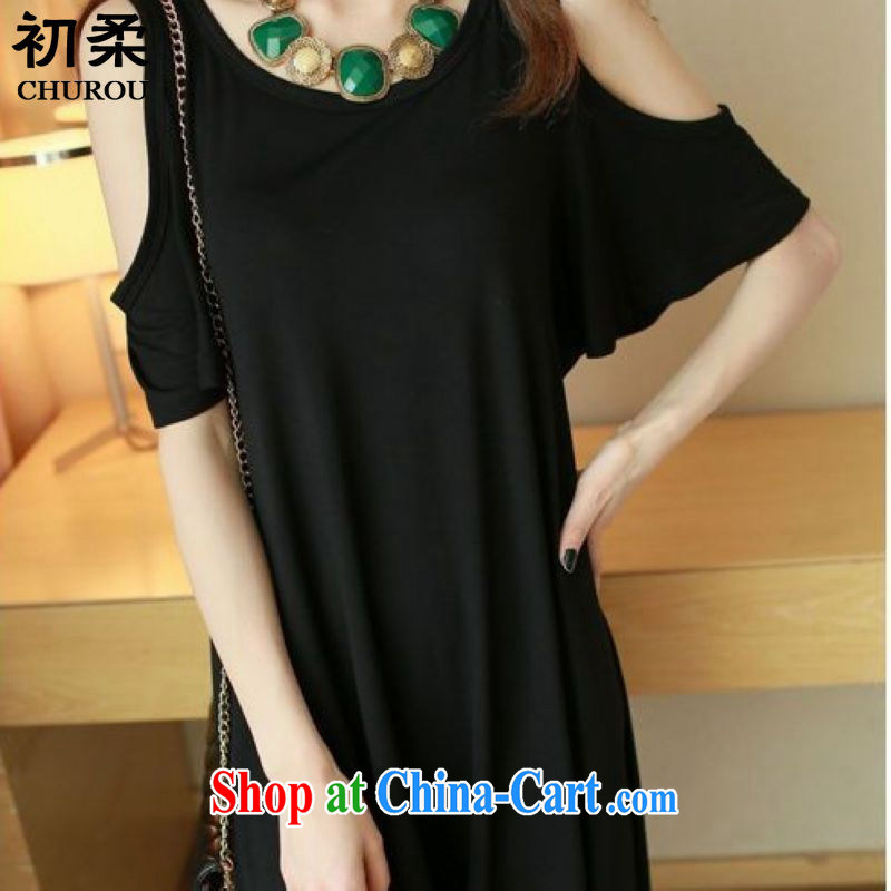 Flexible early summer 2015 women's clothing and leisure, generation, the code Korean female thick mm bare shoulders relaxed dress 200 jack is wearing a black XXL early, Sophie (CHUROU), online shopping