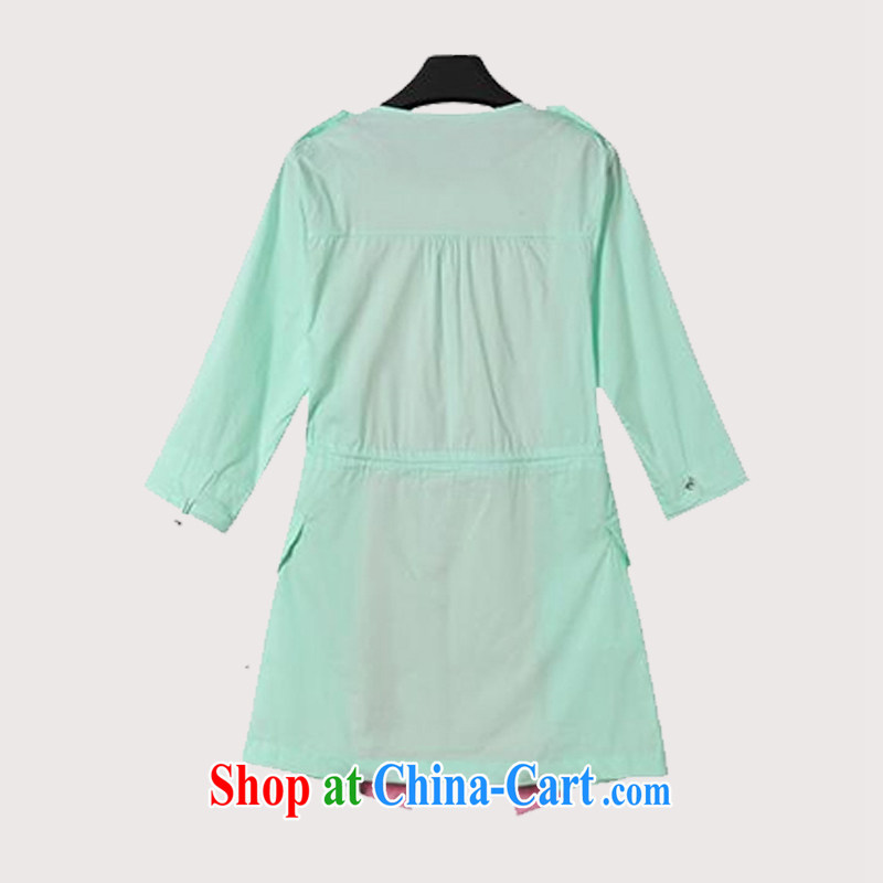 Tang year 2015 summer new, larger female women loose video thin 7 cuff sunscreen shirts clothing leisure jacket light green/1410 XL 4 165 - 175 jack, Tang, and shopping on the Internet