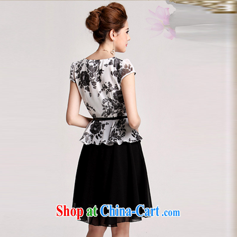 The US Ju-chipset 2015 Summer Load New Party for the short-sleeved leave two snow woven dresses Girls (the belt) 5118 black XXXL, American Ju-chipset, and shopping on the Internet