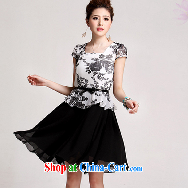 The US Ju-chipset 2015 Summer Load New Party for the short-sleeved leave two snow woven dresses Girls (the belt) 5118 black XXXL, American Ju-chipset, and shopping on the Internet