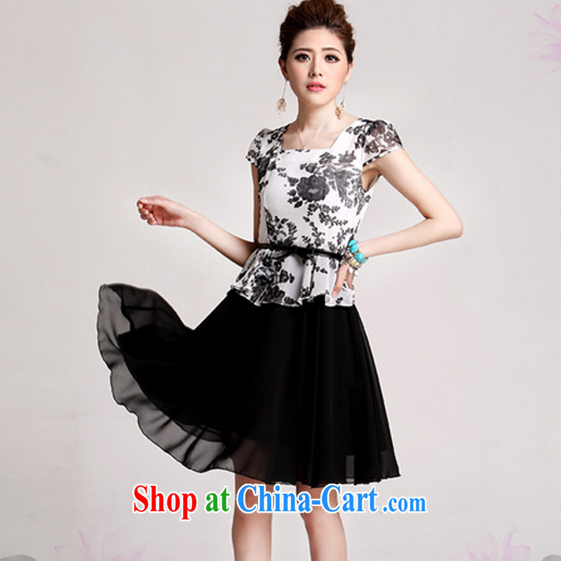 The US Ju-chipset 2015 Summer Load New Party for the short-sleeved leave two snow woven dresses Girls (the belt) 5118 black XXXL, American Ju-chipset, and shopping on the Internet