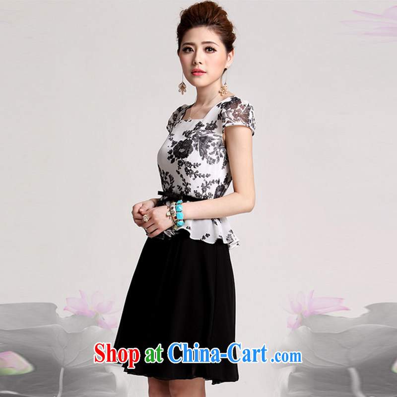 The US Ju-chipset 2015 Summer Load New Party for the short-sleeved leave two snow woven dresses Girls (the belt) 5118 black XXXL, American Ju-chipset, and shopping on the Internet