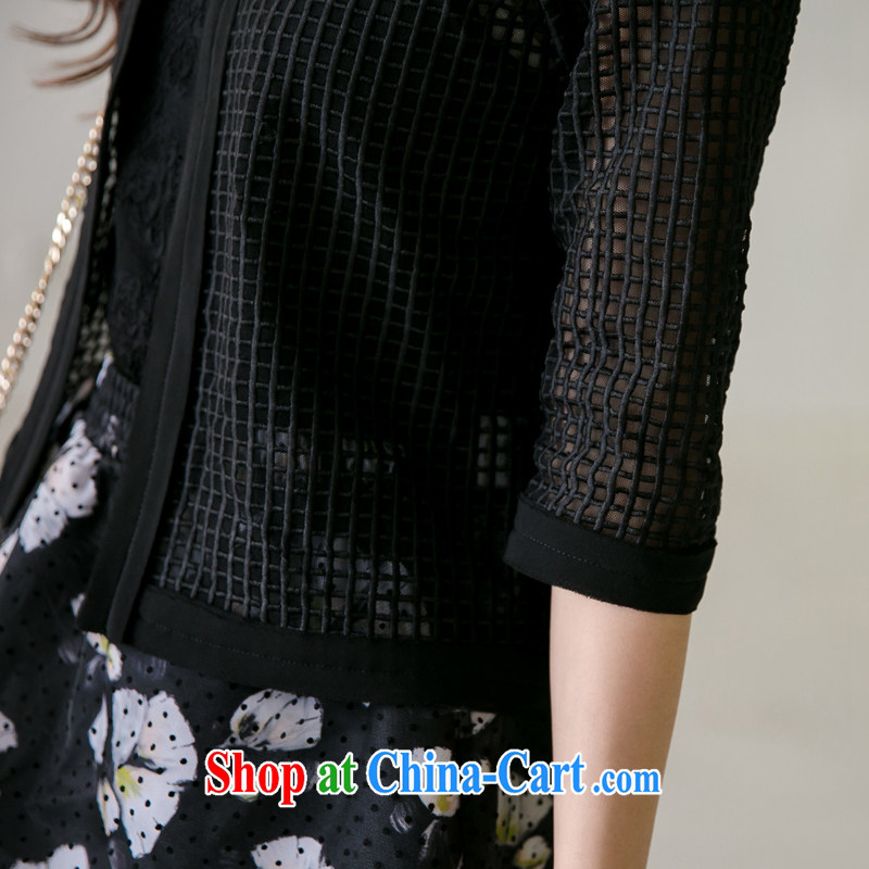 Huan Zhu Ge Ge Ge 2015 spring new Korean version thick mm XL female biological empty lounge on T-shirt jacket solid color 7 cuff Web yarn T-shirt D 5060 black 2 XL, giggling auspicious, and shopping on the Internet