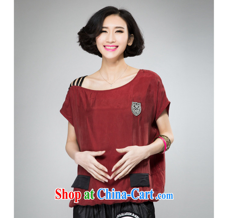 Kai Ting Connie 2015 spring and summer new thick mm video thin Korean simple round collar your shoulders aura T-shirt large, female maroon XXXL recommended weight 170 about Jack wearing a picture, price, brand platters! Elections are good character, the national distribution, so why buy now enjoy more preferential! Health