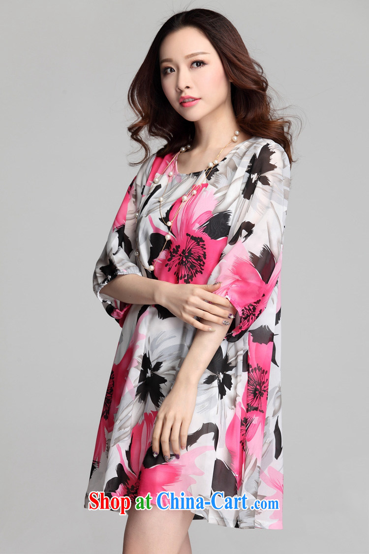 Yi Lin spring 2015 new, 5 cuff bubble sleeve loose the code dress dresses Big flowers stamp skirt Y 7510 #red XXXL pictures, price, brand platters! Elections are good character, the national distribution, so why buy now enjoy more preferential! Health