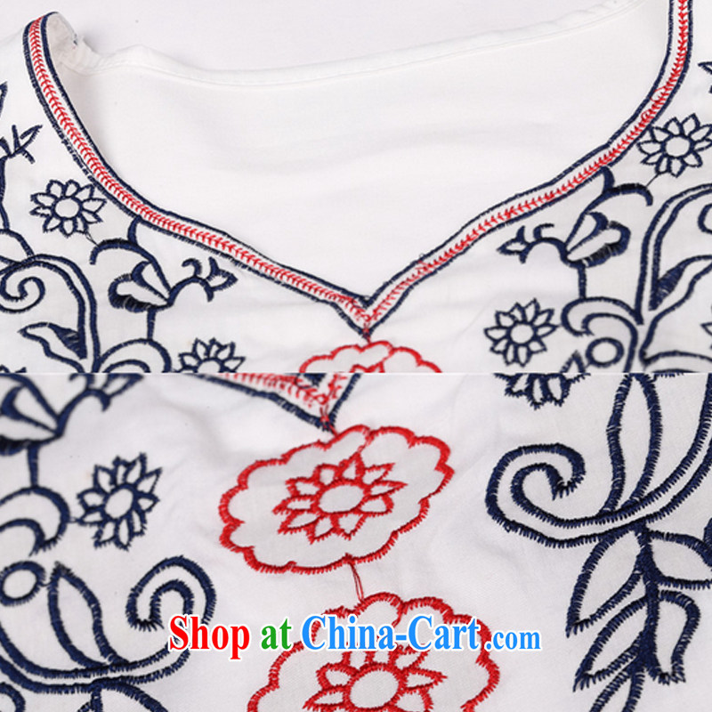 New National winds, embroidery cotton the loose version T shirts solid T-shirt-sheng Lin bird 2015 delivery package the large white code is code, Sung Lim, birds, and shopping on the Internet