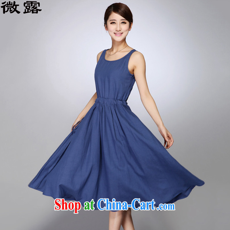 Micro-terrace 2015 summer linen cotton Ma dress Beauty Culture and Art Nouveau, female, long singlet dress girls 515 light blue XXL