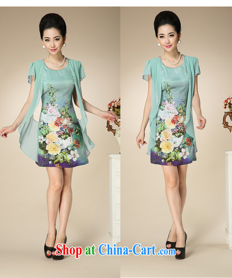 Shu, Shi summer high-end style, older XL mom with unique leave two stamp duty is silk dresses oversized Shu classy and stylish, elegant clothing blue XXXL pictures, price, brand platters! Elections are good character, the national distribution, so why buy now enjoy more preferential! Health