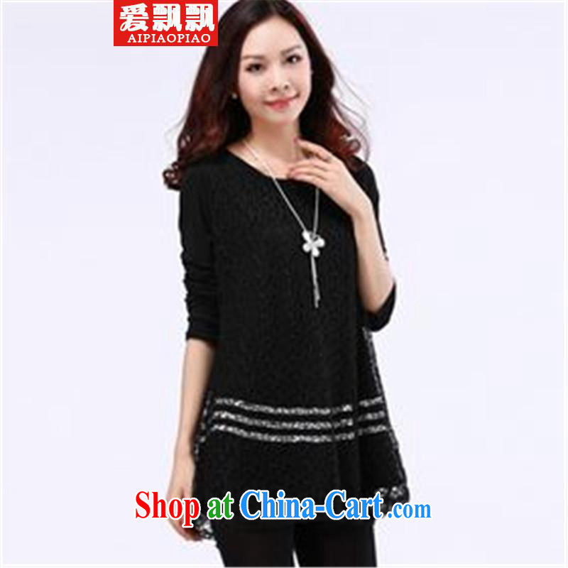 Love waving the 2015 is indeed increasing, female video thin winter clothes thick sister Korean solid shirt T black large code XXXL, love flying (AIPIAOPIAO), online shopping
